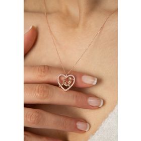 Elika Silver Kadın Taşlı Anne Çocuk Model 925 Ayar Gümüş Kolye