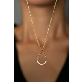 Elika Silver Kadın Taşlı Damla Model 925 Ayar Gümüş Kolye