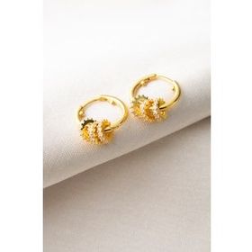 Elika Silver Kadın Taşlı Halka Model 925 Ayar Gümüş Altın Küpe