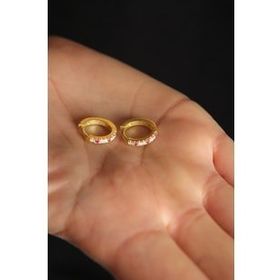 Elika Silver Kadın Taşlı Halka Model 925 Ayar Gümüş Altın Küpe