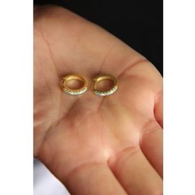 Elika Silver Kadın Taşlı Halka Model 925 Ayar Gümüş Altın Küpe