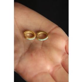 Elika Silver Kadın Taşlı Halka Model 925 Ayar Gümüş Altın Küpe