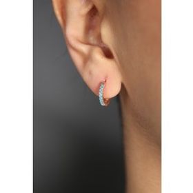 Elika Silver Kadın Taşlı Halka Model 925 Ayar Gümüş Rose Küpe