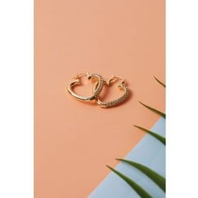 Elika Silver Kadın Taşlı Kalp Model Bijuteri Küpe
