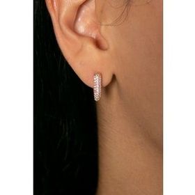 Elika silver Kadın Taşlı Trend 925 Ayar Gümüş Rose Küpe