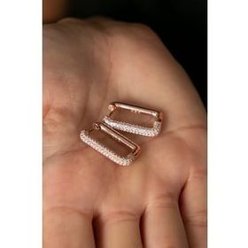 Elika silver Kadın Taşlı Trend 925 Ayar Gümüş Rose Küpe