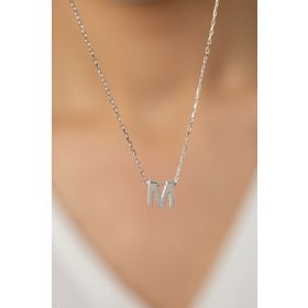 Elika Silver Kadın Üç Boyutlu M Harf Model 925 Ayar Gümüş Kolye