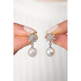 Elika Silver Kadın Yıldız Detaylı İnci Model Küpe