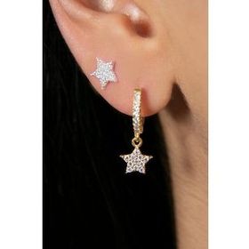 Elika Silver Kadın Yıldız Model 925 Ayar Gümüş İkili Küpe Set