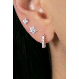 Elika Silver Kadın Yıldız Model 925 Ayar Gümüş Üçlü Küpe Set