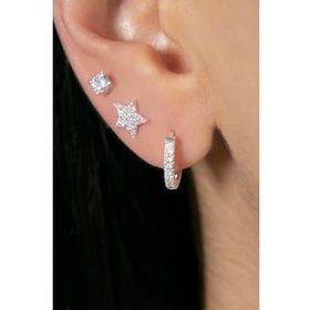 Elika Silver Kadın Yıldız Model 925 Ayar Gümüş Üçlü Küpe Set