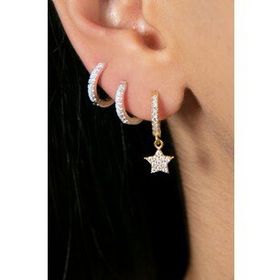 Elika Silver Kadın Yıldız Model 925 Ayar Gümüş Üçlü Küpe Set