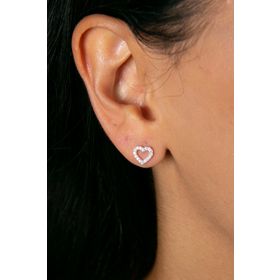 Elika Silver Kadın Zirkon Taşlı Içi Boş Kalp Model 925 Ayar Gümüş Küpe