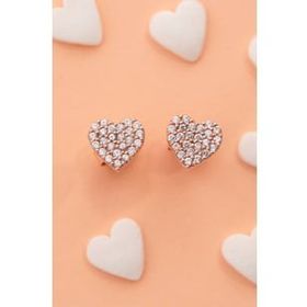 Elika Silver Kalp Model Rose Kaplama 925 Ayar Gümüş Çocuk Küpesi