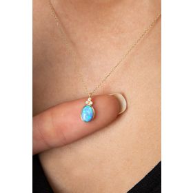 Elika Silver Opal Oval Taşlı 925 Ayar Gümüş Kadın Kolye