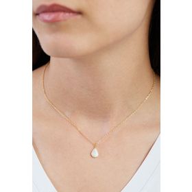 Elika Silver Sedef Görünümlü Su Damlası Model Gold Kolye