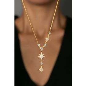 Elika Silver Sıralı Yıldız Model 925 Ayar Kadın Gümüş Kolye