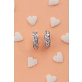Elika Silver Taşlı Halka Model 925 Ayar Gümüş Gümüş Renk Çocuk Küpesi