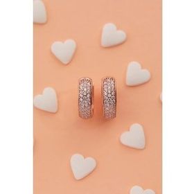 Elika Silver Taşlı Halka Model 925 Ayar Gümüş Rose Çocuk Küpesi