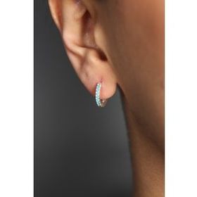Elika Silver Taşlı Halka Model 925 Ayar Kadın Gümüş Küpe