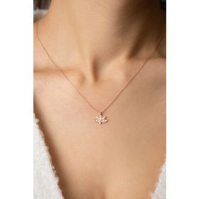 Elika Silver Taşlı Lotus Model 925 Ayar Kadın Gümüş Kolye
