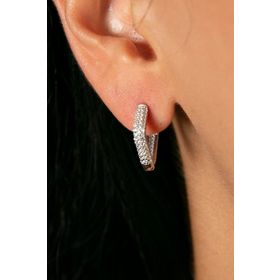 Elika Silver Taşlı Üçgen Model 925 Ayar Kadın Gümüş Küpe