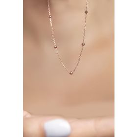Elika Silver Top Zincirli Rose Kaplamalı 925 Ayar Gümüş Kolye