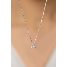 Elika Silver Üç Boyutlu A Harf Model 925 Ayar Kadın Gümüş Kolye