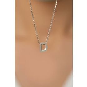 Elika Silver Üç Boyutlu D Harf Model 925 Ayar Gümüş Kolye