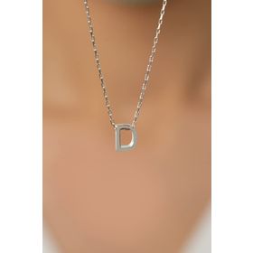 Elika Silver Üç Boyutlu D Harf Model 925 Ayar Gümüş Kolye