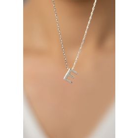 Elika Silver Üç Boyutlu E Harf Model 925 Ayar Kadın Gümüş Kolye
