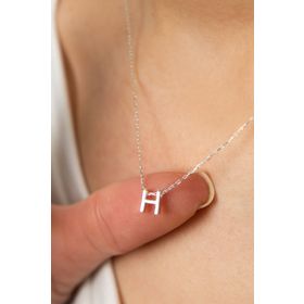 Elika Silver Üç Boyutlu H Harf Model 925 Ayar Kadın Gümüş Kolye