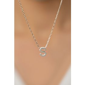 Elika Silver Üç Boyutlu S Harf Model 925 Ayar Kadın Gümüş Kolye