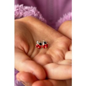Elika Silver Uğur Böceği Model 925 Ayar Gümüş Çocuk Küpesi