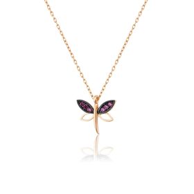 Elika Silver Yusufçuk Model Renkli Zirkon Taşlı 925 Ayar Gümüş Kolye