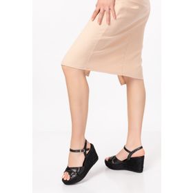 Elile Shoes Hakiki Deri Natura Baskılı Topuklu Kadın Sandalet