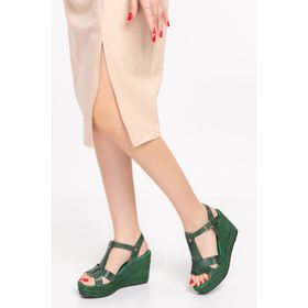 Elile Shoes Hakiki Doğal Vageta Deri Topuklu Kadın Sandalet