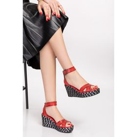 Elile Shoes Hakiki Doğal Vageta Deri Topuklu Kadın Sandalet