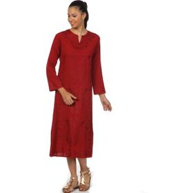 Eliş Şile Bezi 222.02 Kaftan Bordo Simli Kadın Elbise