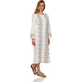 Eliş Şile Bezi 222.02 Kaftan Krem Simli Kadın Elbise