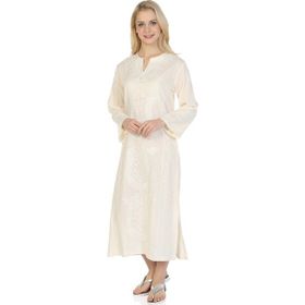 Eliş Şile Bezi 222.02 Kaftan Krem Simli Kadın Elbise