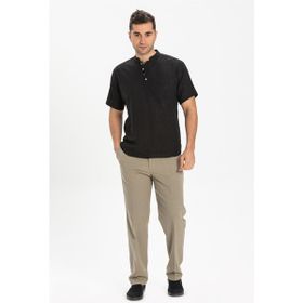 Eliş Şile Bezi 3003 Kısa Kol Şile Bezi Bodrum Siyah Erkek T-shirt