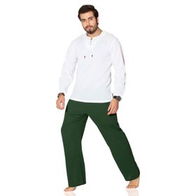 Eliş Şile Bezi 3049 Haki Uzun Kol Zımbalı Erkek T-Shirt