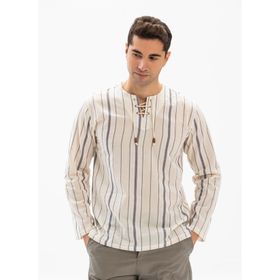 Eliş Şile Bezi 3049 Haki Uzun Kol Zımbalı Erkek T-Shirt