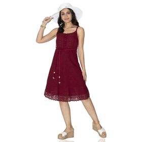 Eliş Şile Bezi 424-02 Eda Bordo Kadın Elbise