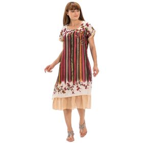 Eliş Şile Bezi 6090 Krem Kısa Kol Vual Defne Midi Boy Yazlık Otantik Elbise