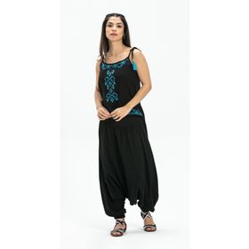 Eliş Şile Bezi Askılı Şile Bezi Atiye Siyah Bluz
