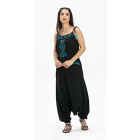 Eliş Şile Bezi Askılı Şile Bezi Atiye Siyah Bluz