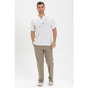 Eliş Şile Bezi Beyaz 3001 Kısa Kol Şile Bezi Zımbalı Erkek Tshirt