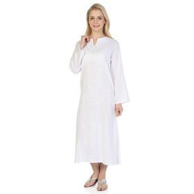Eliş Şile Bezi Kaftan Beyaz Simli Kadın Elbise